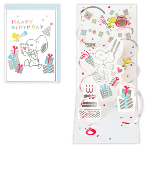 ホールマーク（Hallmark）　立体カード　誕生お祝い　スヌーピー　クラッカーでお祝い