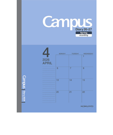 【2026年4月始まり】　コクヨ（KOKUYO）　キャンパスダイアリー　セミB5　マンスリーブロック　ニ-CMB-B5-264　ブルー　月曜始まり