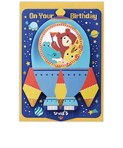ホールマーク（Hallmark）　立体カード　誕生お祝い　846138　ひっぱるバースデー　ロケット