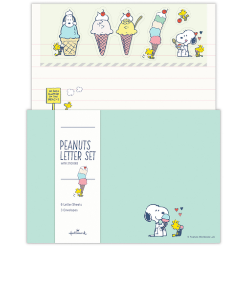 ホールマーク（Hallmark）　レターセット　スヌーピー　Let’s　have　a　HAPPY　JOURNEY　843687　グリーン　アイス