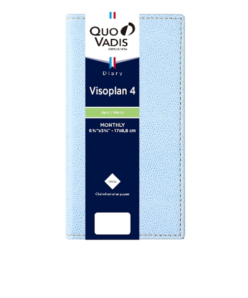 【2026年4月始まり】　クオバディス（QUO　VADIS）　ビソプラン4　クラブ　定形外　マンスリーブロック　スカイブルー　日曜始まり