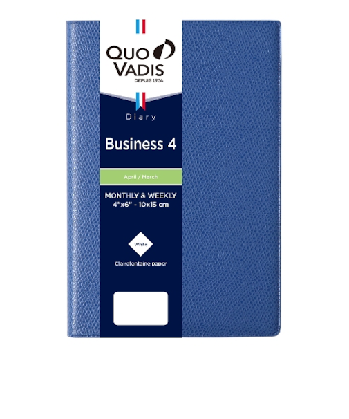 【2026年4月始まり】　クオバディス（QUO　VADIS）　ビジネス4　アンパラ　A6変型　ウィークリーバーチカル　ブルー　月曜始まり