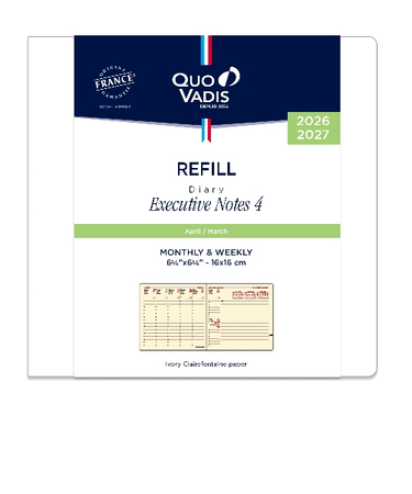 【2026年4月始まり】　クオバディス（QUO　VADIS）　エグゼクティブノート4　レフィル　定形外　ウィークリーバーチカル