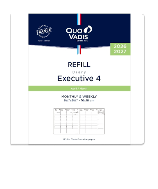 【2026年4月始まり】　クオバディス（QUO　VADIS）　エグゼクティブ4　レフィル　定形外　ウィークリーバーチカル　月曜始まり