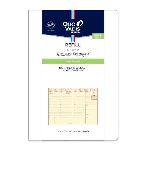 【2026年4月始まり】　クオバディス（QUO　VADIS）　ビジネスプレステージ4　レフィル　A6変型　ウィークリーバーチカル　月曜始まり
