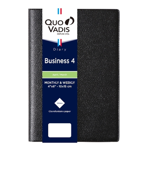 【2026年4月始まり】　クオバディス（QUO　VADIS）　ビジネス4　アンパラ　A6変型　ウィークリーバーチカル　ブラック　月曜始まり