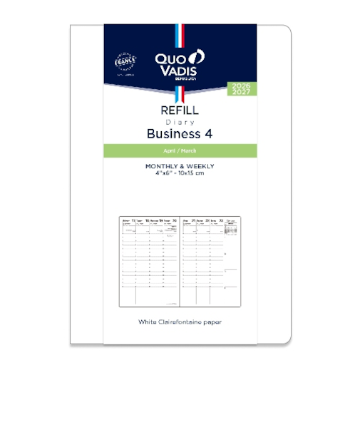 【2026年4月始まり】　クオバディス（QUO　VADIS）　ビジネス4　レフィル　A6変型　ウィークリーバーチカル　月曜始まり