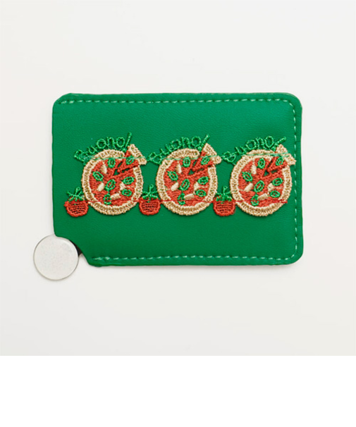 近沢レース店　カード型ステンレスミラー　ピッツァ　グリーン