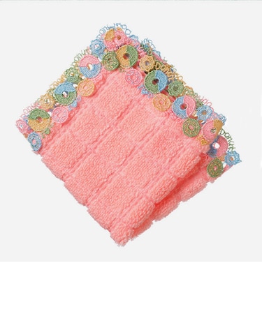 近沢レース店　シーズンタオルハンカチ　ドーナツ　ピンク