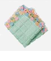 近沢レース店　シーズンタオルハンカチ　ドーナツ　グリーン