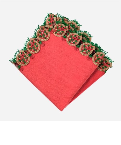 近沢レース店　シーズンタオルハンカチ　ピッツァ　レッド