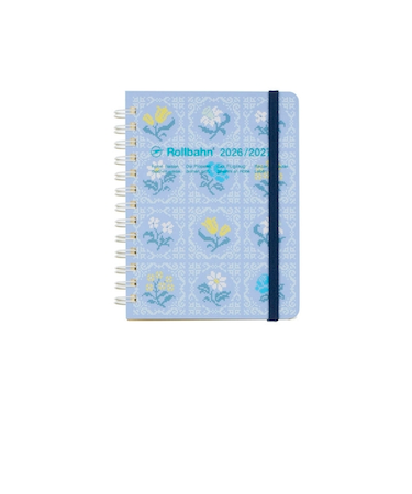 【2026年3月始まり】　デルフォニックス（DELFONICS）　ロルバーンダイアリー　フローラ　M　マンスリーブロック　360030_360　ライトブルー　月