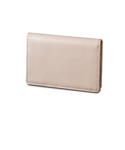 ハンズオリジナル　牛革製カジュアル通しマチ名刺入れ　ライトベージュ