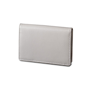 ハンズオリジナル　牛革製カジュアル通しマチ名刺入れ　ライトグレー