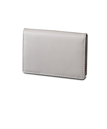 ハンズオリジナル　牛革製カジュアル通しマチ名刺入れ　ライトグレー