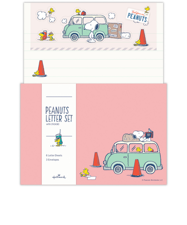 ホールマーク（Hallmark）　レターセット　スヌーピー　Let’s　have　a　HAPPY　OURNEY　843663　ピンク　車