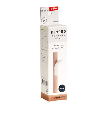 アイワ金属　KINOBO　Rフック　AP-3021　白　4個入