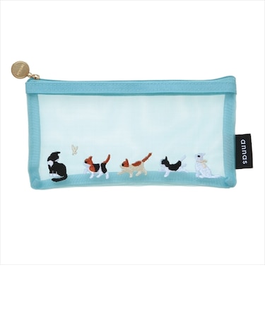 学研ステイフル　アンナス（annas）　刺繍メッシュペンポーチ　H14062　ネコ