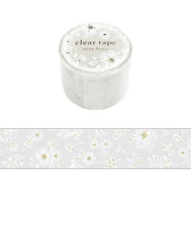 マインドウェイブ　クリアテープ　箔押し　30mm幅　95419　whity　flower