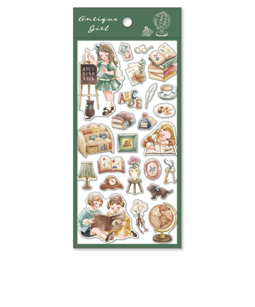 マインドウェイブ　アンティークガールステッカー　81689　お勉強の時間