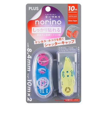 プラス（PLUS）　ノリノポッド本体＋リフィルセット　TG-1121-LE-11　ブルー＆イエロー　【数量限定】