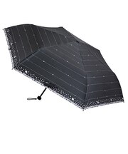 モズ(moz)×ハンズ 一級遮光 折りたたみ日傘 55cm ボーダーブラック