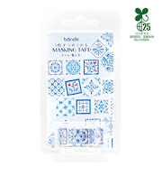 バンデ（bande）　タイル　BDA812　藍と花