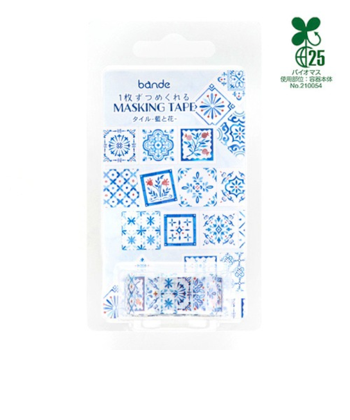 バンデ（bande）　タイル　BDA812　藍と花