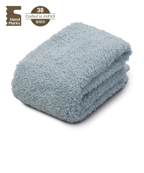 ハンズオリジナル　Hand　Marks　糸からこだわったお肌と髪がよろこぶタオル　フェイスタオル　ブルー