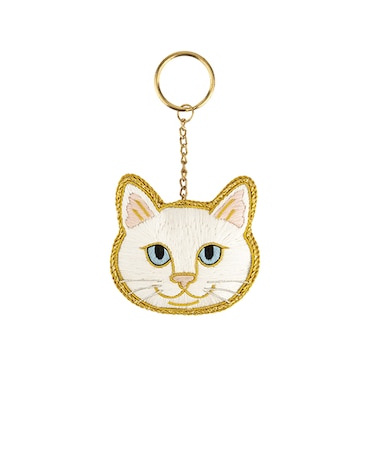 キシマ　ニャトリエ　刺繍キーホルダー　シロ