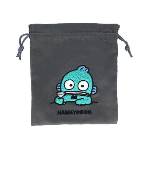 サンスター文具　ハンギョドン　サガラ刺繍巾着　グレー