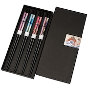 サンライフ　食洗箸絶景富士　黒箱　4膳入　23cm