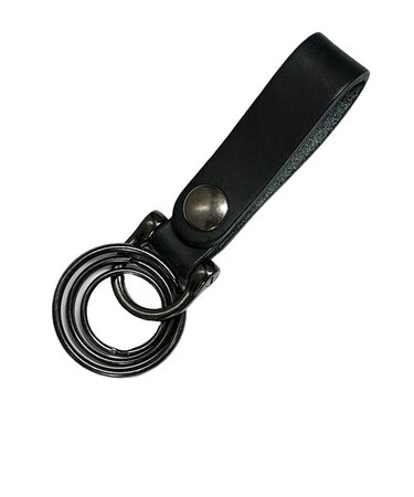 スイング　レザーベルトシャックル　3連リングキー　ブラック