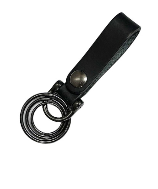 スイング　レザーベルトシャックル　3連リングキー　ブラック