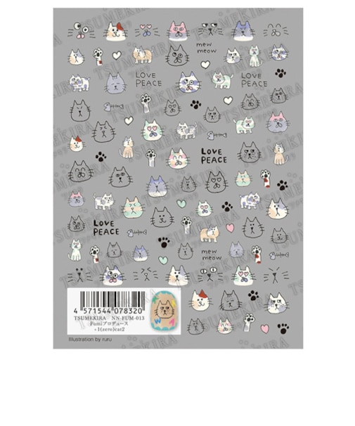 ツメキラ（TSUMEKIRA）　ネイルシール　Fumiプロデュース　NN－FUM－013　+1（zero）cat2　Illustration　by　ruru
