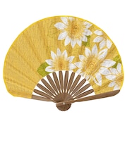 山二　婦人布扇子　ひまわりセット　1025S　イエロー