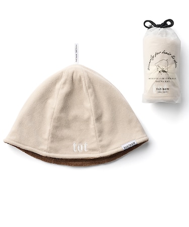 トットノウ（tot／now）　美容師がつくったサウナハット　ベージュ×ブラウン