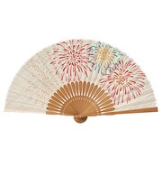 山二　婦人布扇子セット　夏あかりセット　1083S　生成