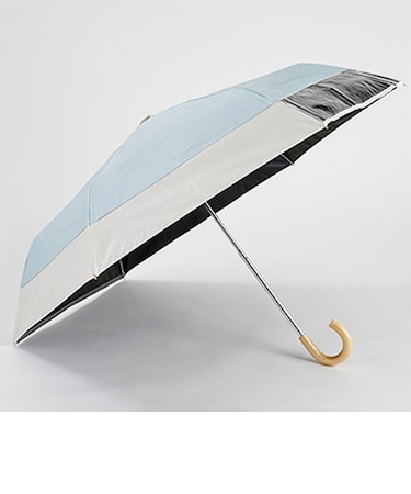 シエルプチ　キッズ　晴雨兼用折りたたみ傘　バイカラー　サックス