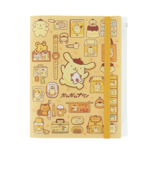 サンスター文具　ゴムバンド付きクリアファイル5ポケット＋ファスナーポケット　ポムポムプリン　いっぱい