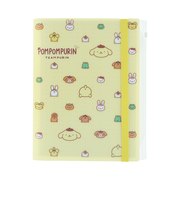 サンスター文具　ゴムバンド付きクリアファイル5ポケット＋ファスナーポケット　ポムポムプリン　イエロー