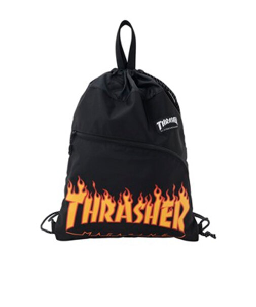 スラッシャー（THRASHER）　ロゴ　ナップザック　4L　THーW　ブラック／イエロー
