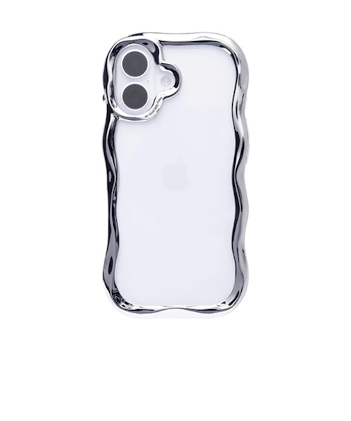 【iPhone17】　ハミィ（Hamee）　iFace　BeBling　Wave　クリアケース　シルバー