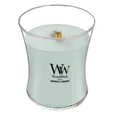 カメヤマ　WoodWick　ジャーキャンドル　M　セージウッド