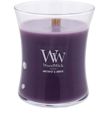 カメヤマ　WoodWick　ジャーキャンドル　M　アメジスト＆アンバー