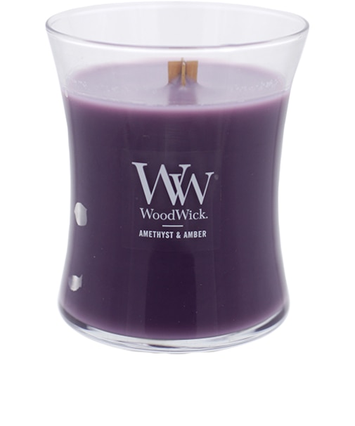 カメヤマ　WoodWick　ジャーキャンドル　M　アメジスト＆アンバー