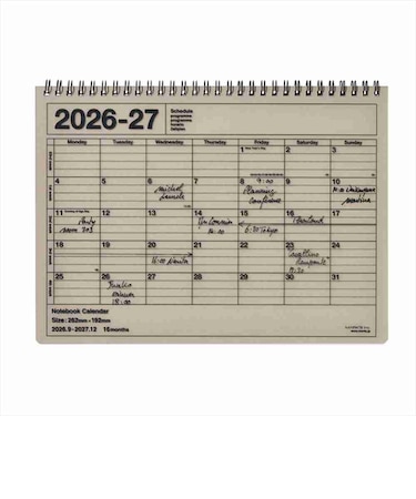 【2026年9月始まり】　マークス（MARK'S）　ノートブックカレンダー　M　マンスリーブロック　27ADR-NB1-BE　スモーキーベージュ　月曜始まり