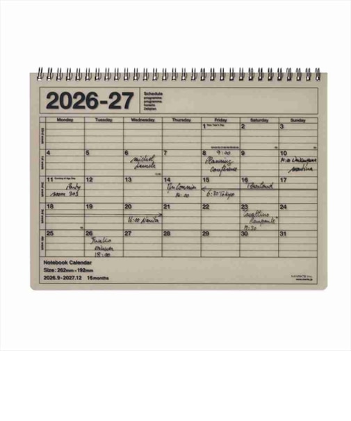 【2026年9月始まり】　マークス（MARK'S）　ノートブックカレンダー　M　マンスリーブロック　27ADR-NB1-BE　スモーキーベージュ　月曜始まり