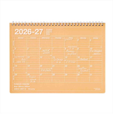 【2026年9月始まり】　マークス（MARK'S）　ノートブックカレンダー　M　マンスリーブロック　27ADR-NB1-OR　マンダリンオレンジ　月曜始まり