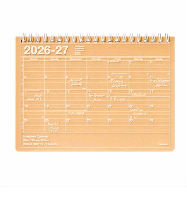 【2026年9月始まり】　マークス（MARK'S）　ノートブックカレンダー　S　マンスリーブロック　27ADR-NB2-OR　マンダリンオレンジ　月曜始まり